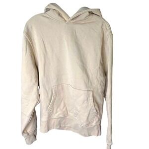 Old Navy Medium Cream Beige Hoodie Sweatshirt Pullover Hooded Fleece Lined